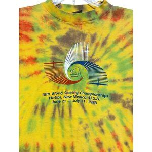 Vintage 80s Single Stitch Tie Dye T Shirt L New Mexico Flying Aviation Gliding